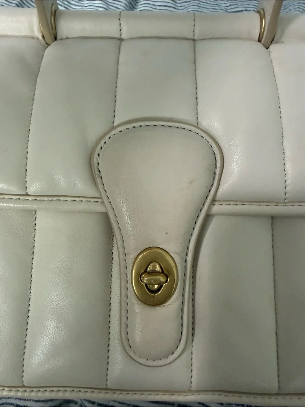 Coach Cream Quilted Leather Top-Handle Bag